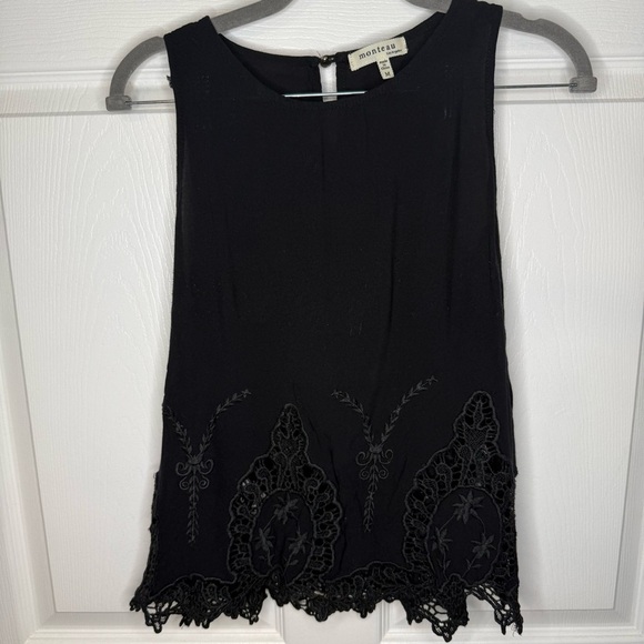 Monteau Black Embellished Tank Top Size Medium, GUC, see photos for wear - Picture 1 of 5